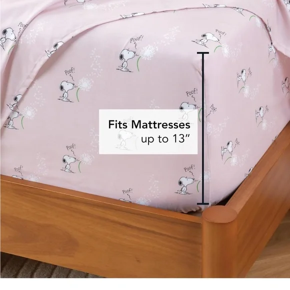 Berkshire Blanket Peanuts Snoopy Twin Sheet Set - 3 Pieces Make A Wish Spring - Picture 3 of 6